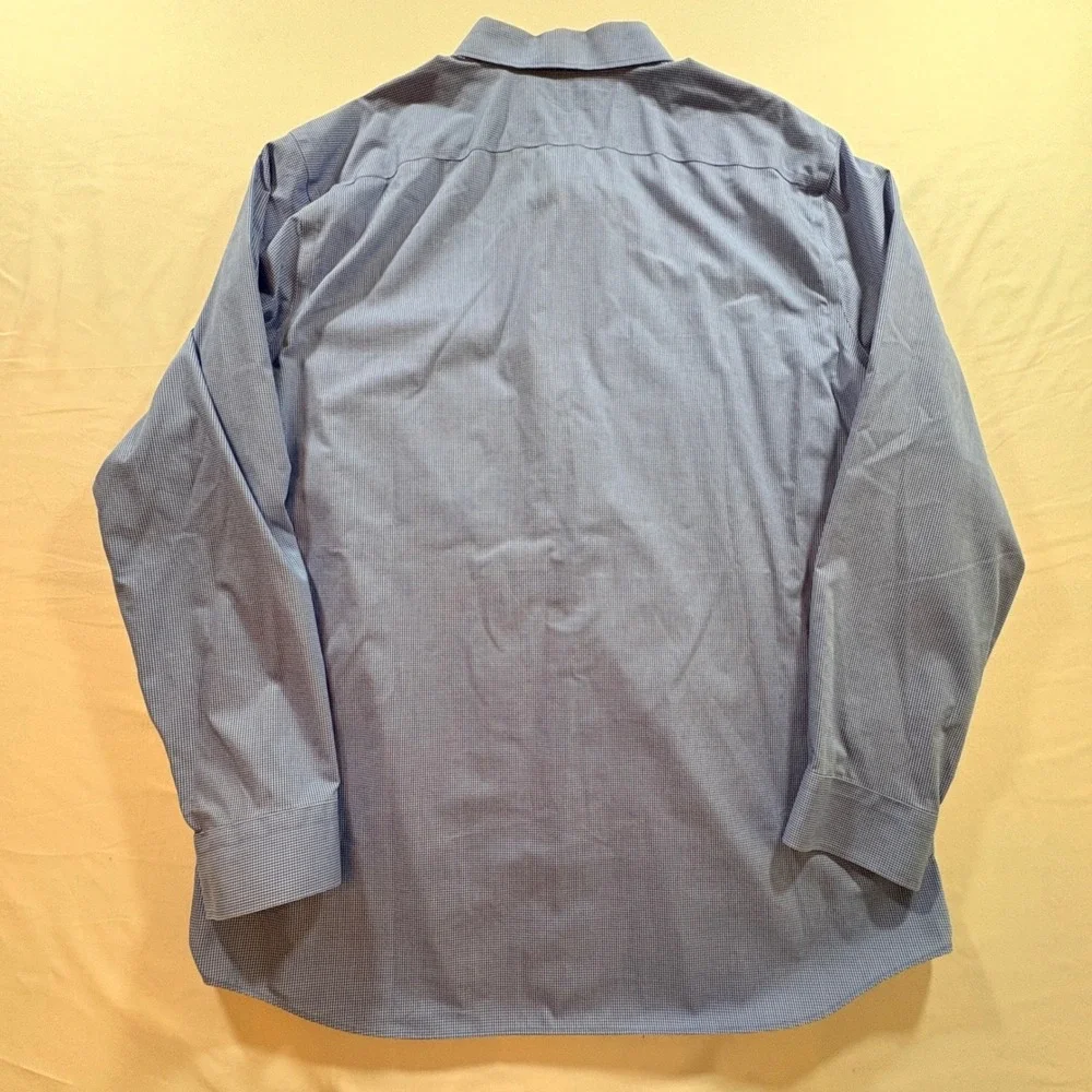 Banana Republic Dress Shirt Mens XXL Grant Slim Fit Blue Gingham Non-Iron Cotton